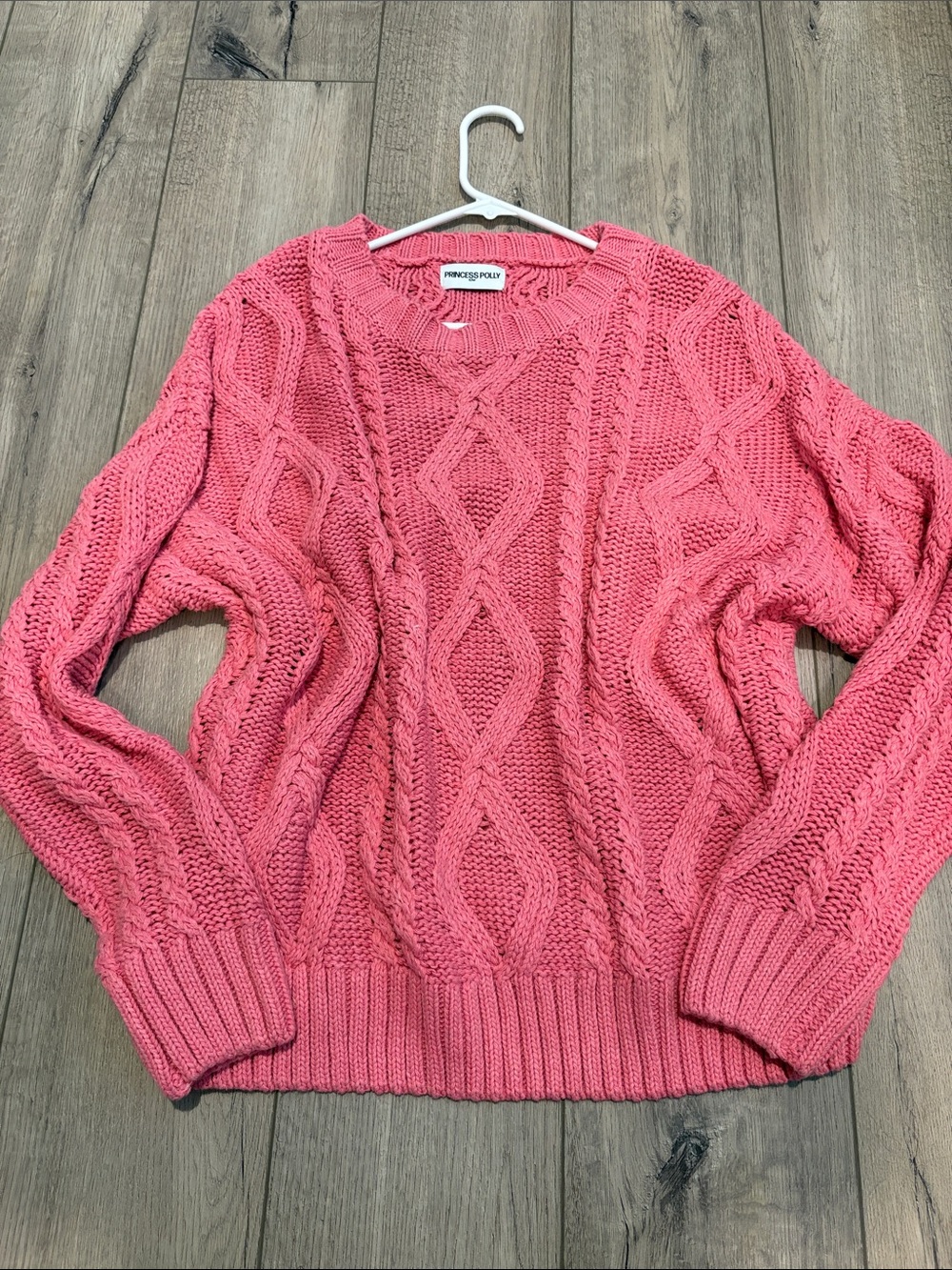 Princess Polly Rose Cable Knit Crew Sweater